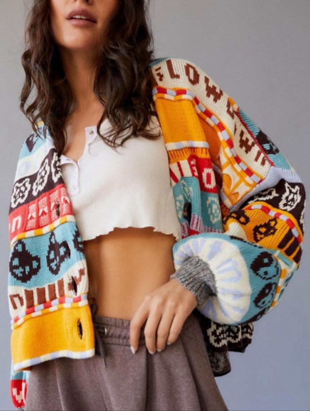 Urban Outfitters UO BDG Shae Slouchy Slow Down Cardigan Patchwork Sweater S - Picture 3 of 14